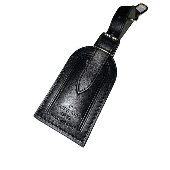 Louis Vuitton Name Tag w/ S Initial Black Gold tone Metal Small Mint - Picture 6 of 12